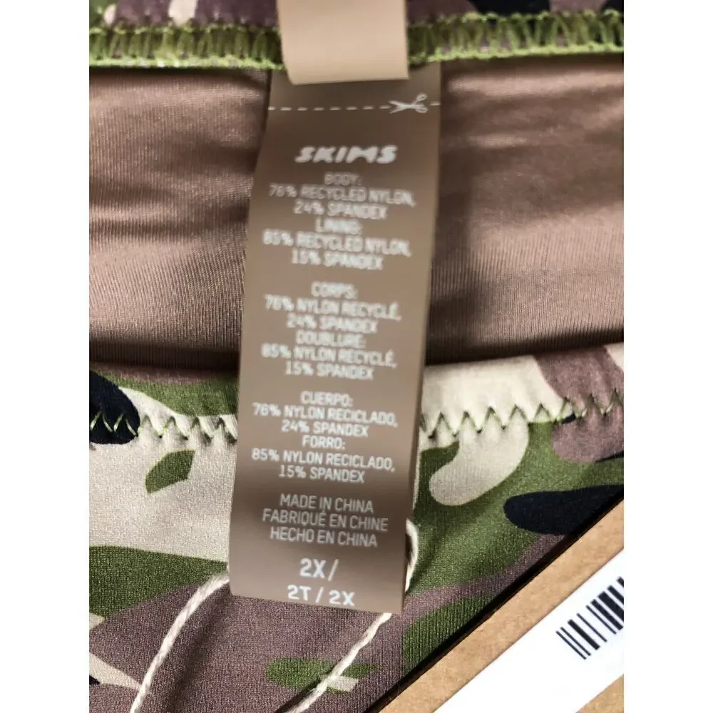 SKIMS Signature Swim Dipped Tie Bottom Logo Camo NWT Size 2X